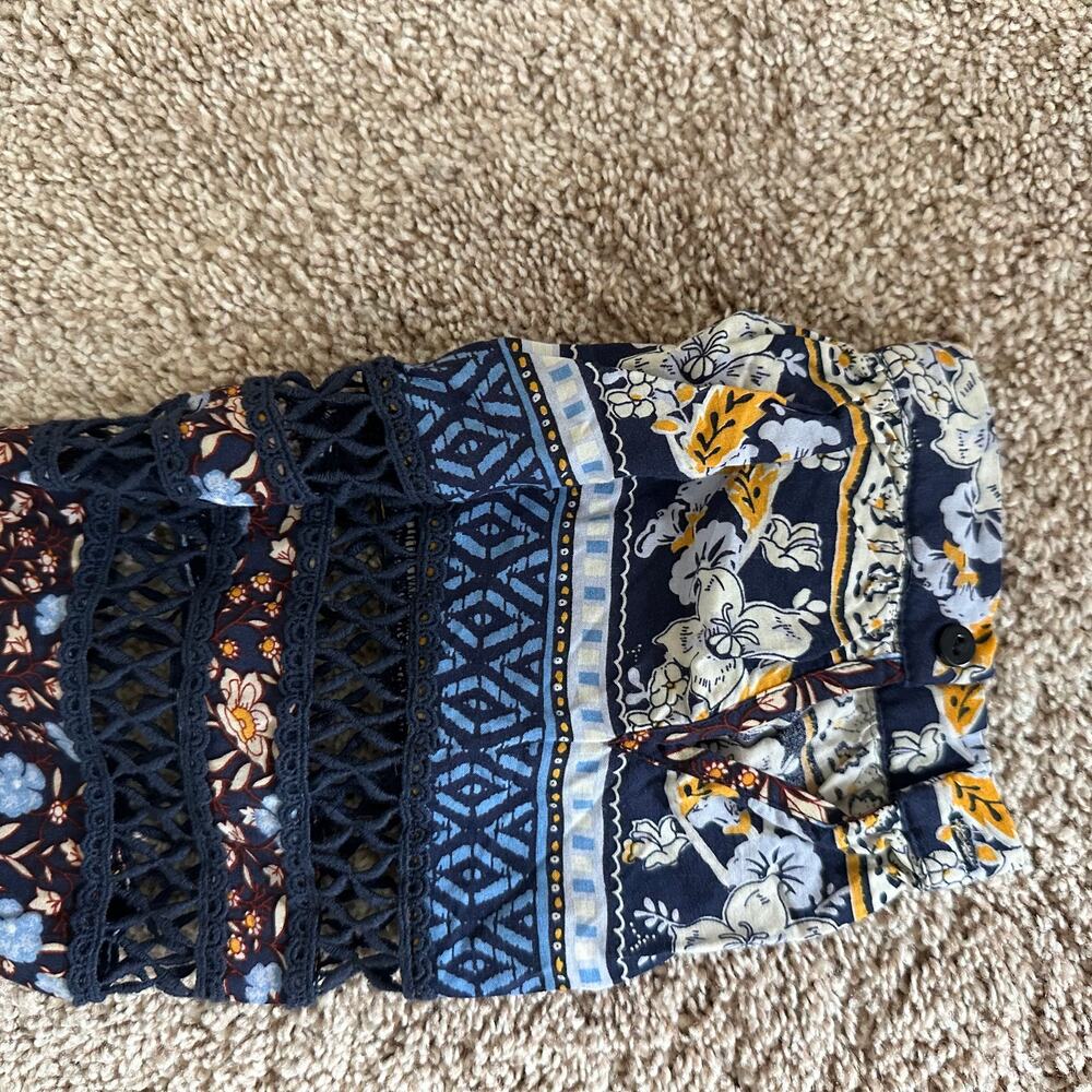 Sundance Floral Simona Dress Tunic Crochet Blue S Boho Prairie Cottage Core - Picture 7 of 14